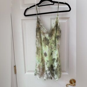 Gold Hawk Green Tie-Dye Silk/Lace Cami size medium NWT